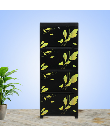 TEL 4D Supreme Single Wardrobe – Black & Golden